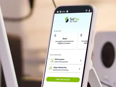 Téléphone sur lequel est affiché le logiciel Solpay mobility