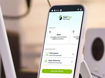 Téléphone sur lequel est affiché le logiciel Solpay mobility